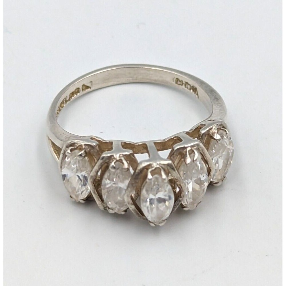 Sterling Silver CZ Ring S 925 China Mid-Century Modern Statement Size 8